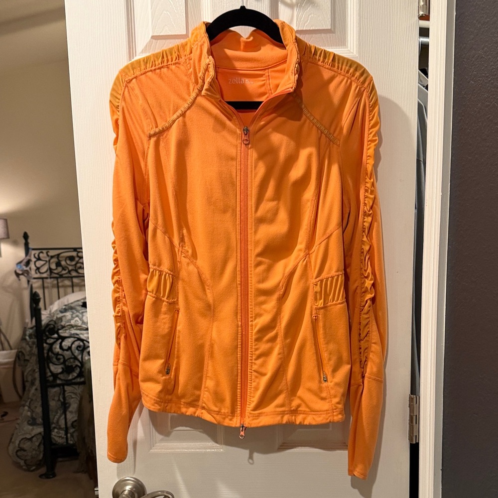Zella Bright Orange Full-Zip Active Jacket